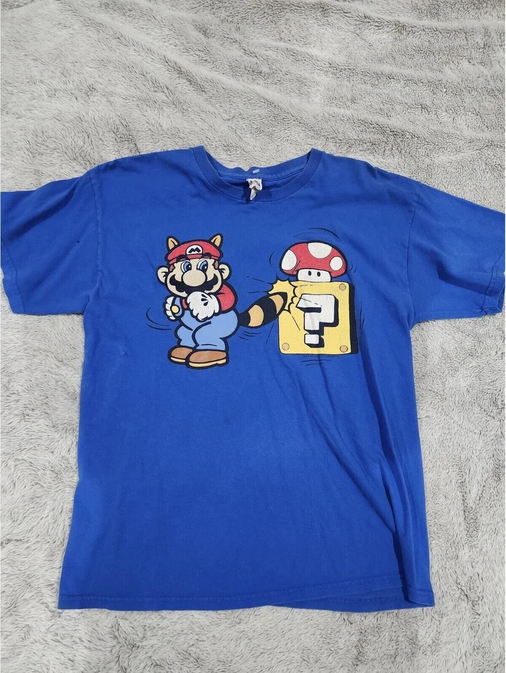 Super Mario Bros T Shirt Men's Nintendo Game Logo Block Blue Gamer VTG  sz L